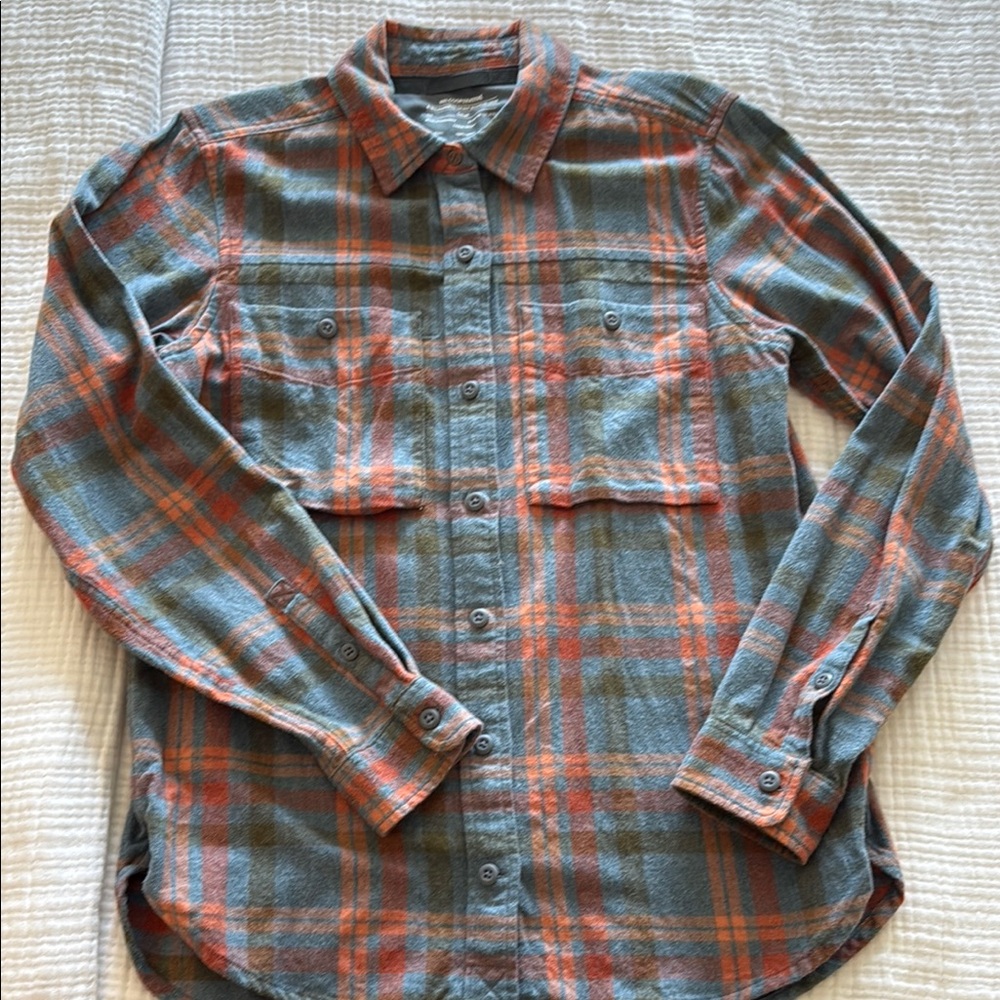 REI Orange & Blue Flannel Button Down
